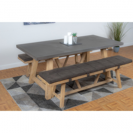 Heath Large Dining Table Set With Two Benches And Bench Pads